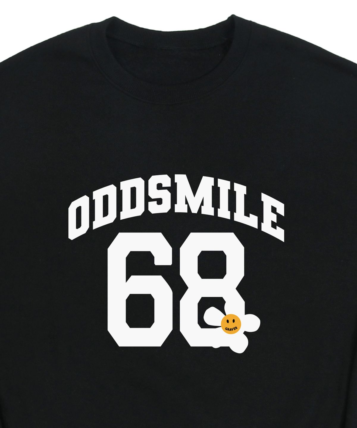 그레이버(GRAVER) [UNISEX]ODDSMILE 68 플라워스마일 맨투맨_블랙
