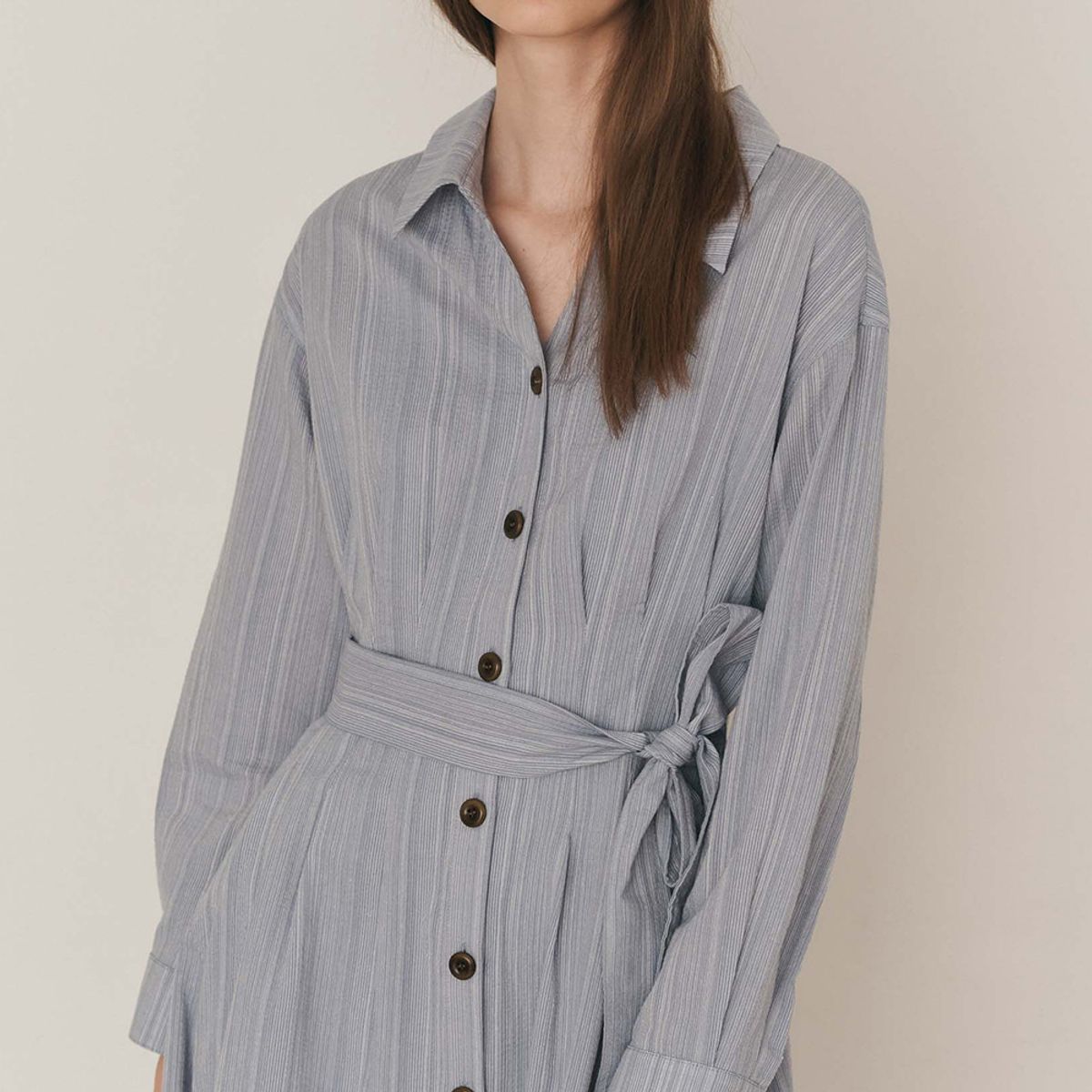 웬스데이딜라잇(WEDNESDAY DELIGHT) WD_Cotton belted shirt dress_BLUE