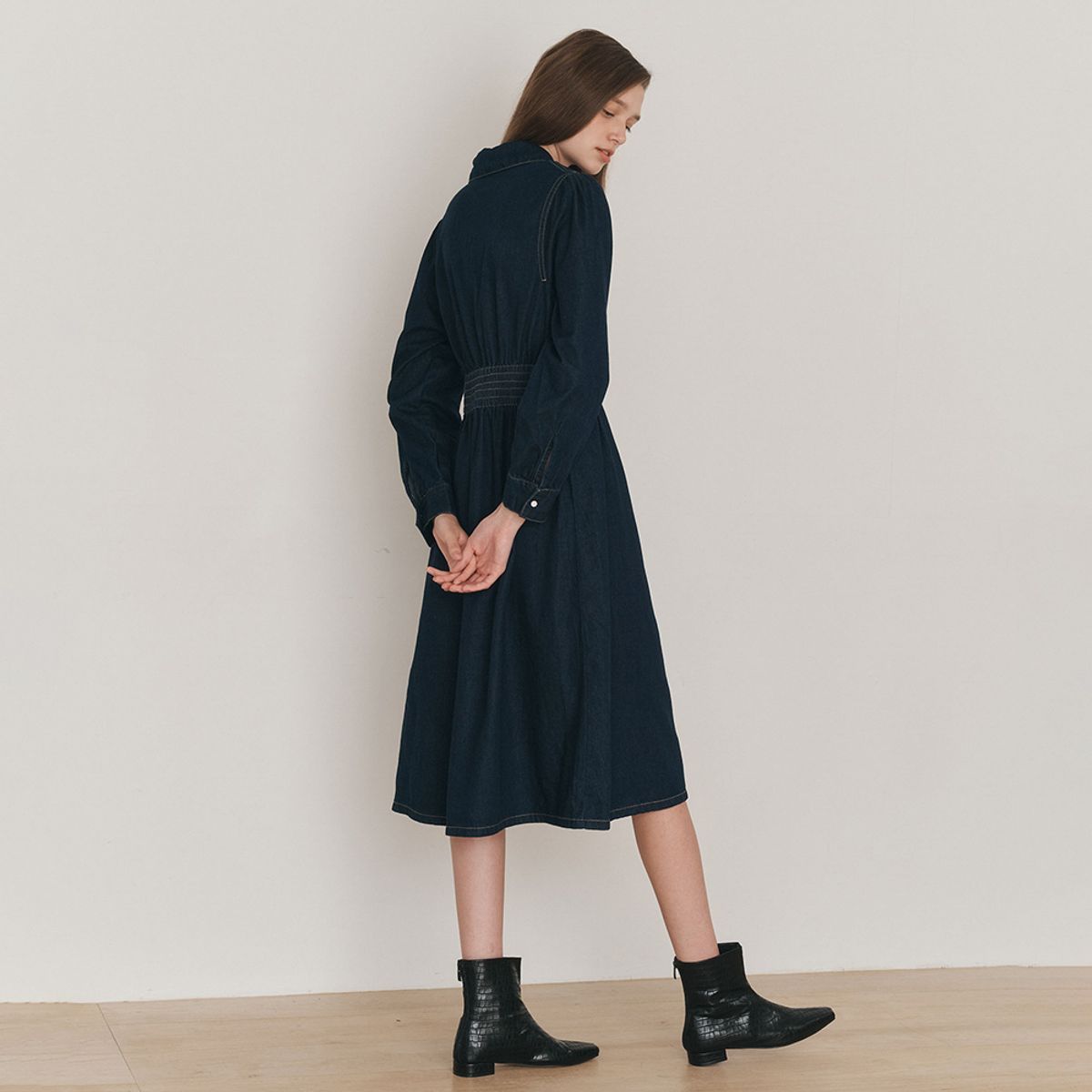 웬스데이딜라잇(WEDNESDAY DELIGHT) WD_Denim long shirt dress