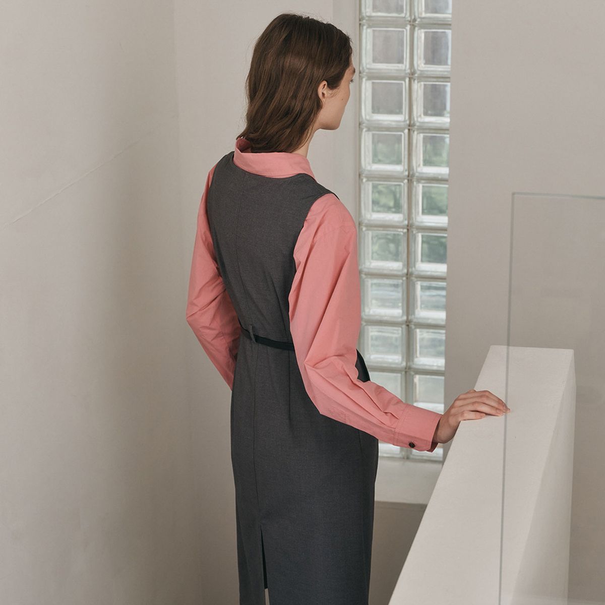 웬스데이딜라잇(WEDNESDAY DELIGHT) WD_Vest button dress_GRAY