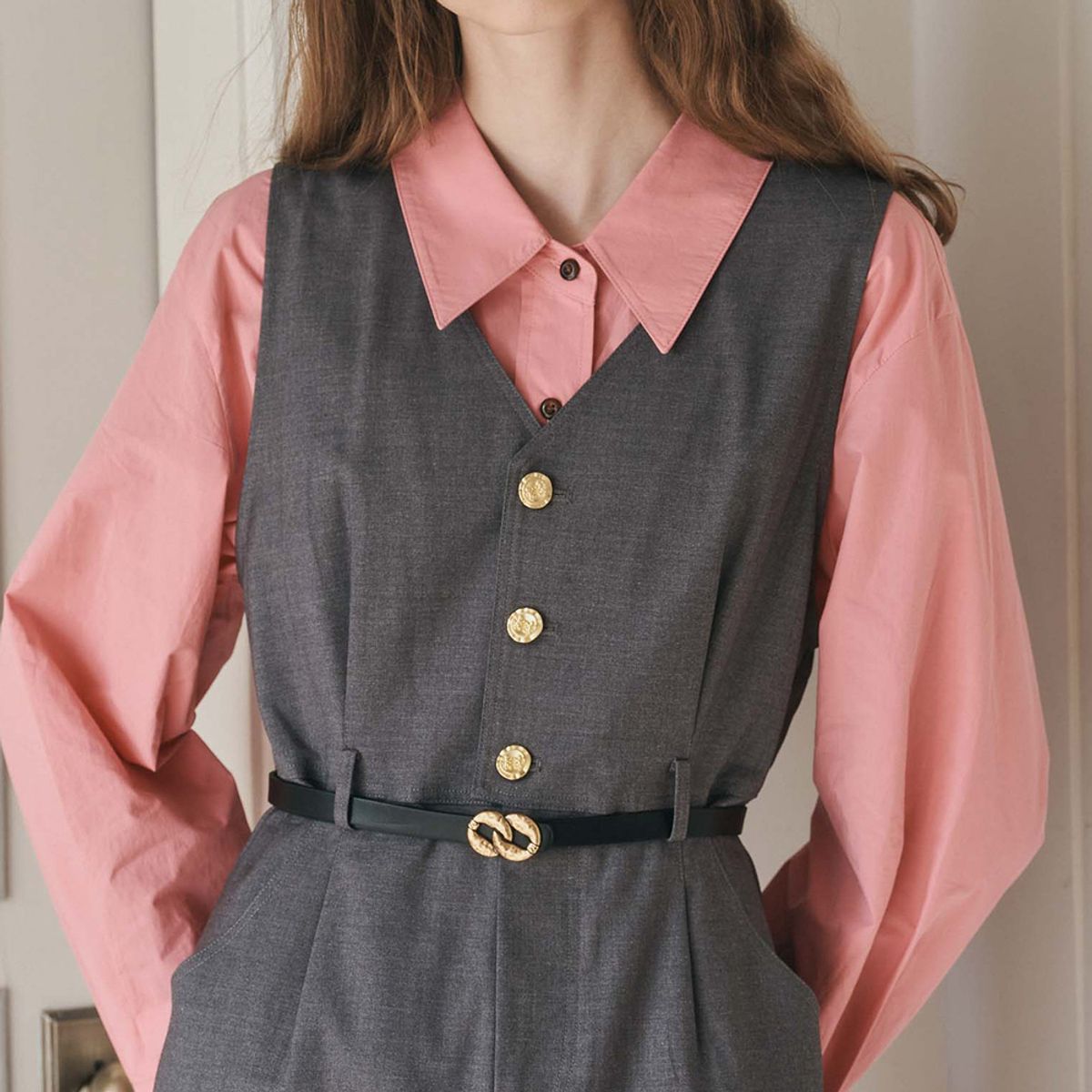 웬스데이딜라잇(WEDNESDAY DELIGHT) WD_Vest button dress_GRAY