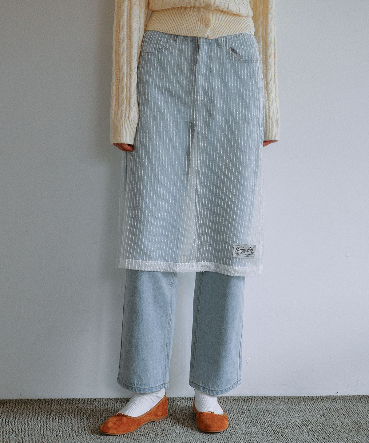 로라로라(ROLAROLA) LACE LAYERED SKIRT IVORY