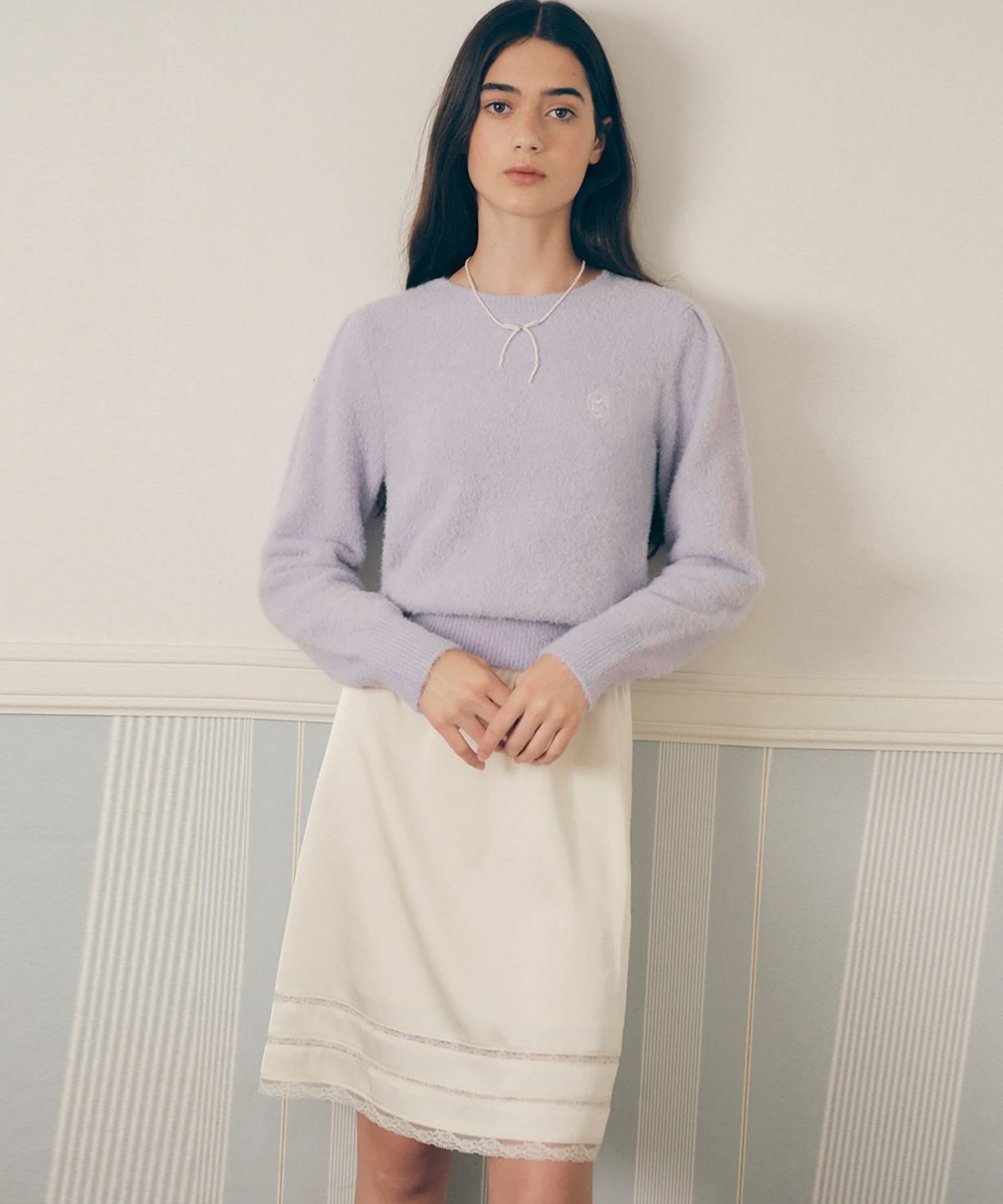 로라로라(ROLAROLA) LACE SLIP SKIRT IVORY