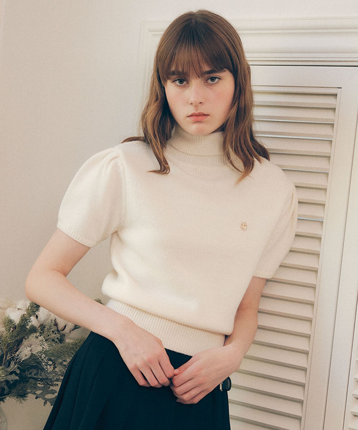 로라로라(ROLAROLA) WOOL HALF SLEEVE KNIT IVORY