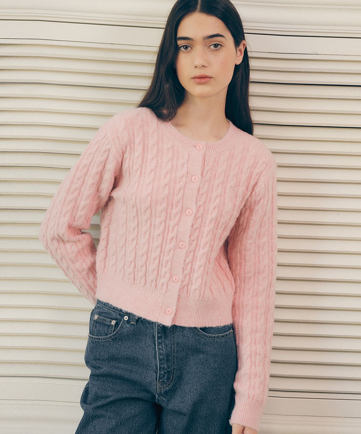 로라로라(ROLAROLA) SOFT CABLE CARDIGAN PINK
