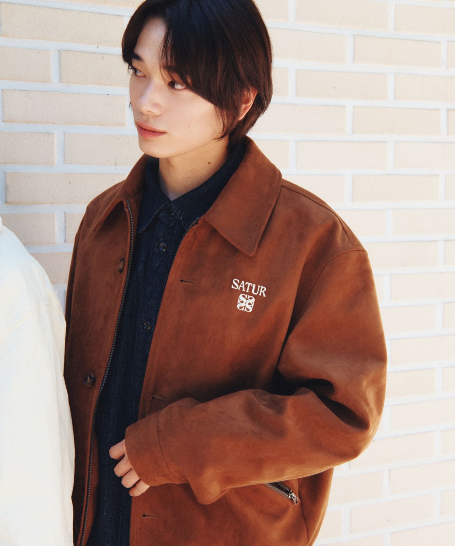 MUSINSA | SATUR Theo Fox Suede Short Jacket Camel Brown