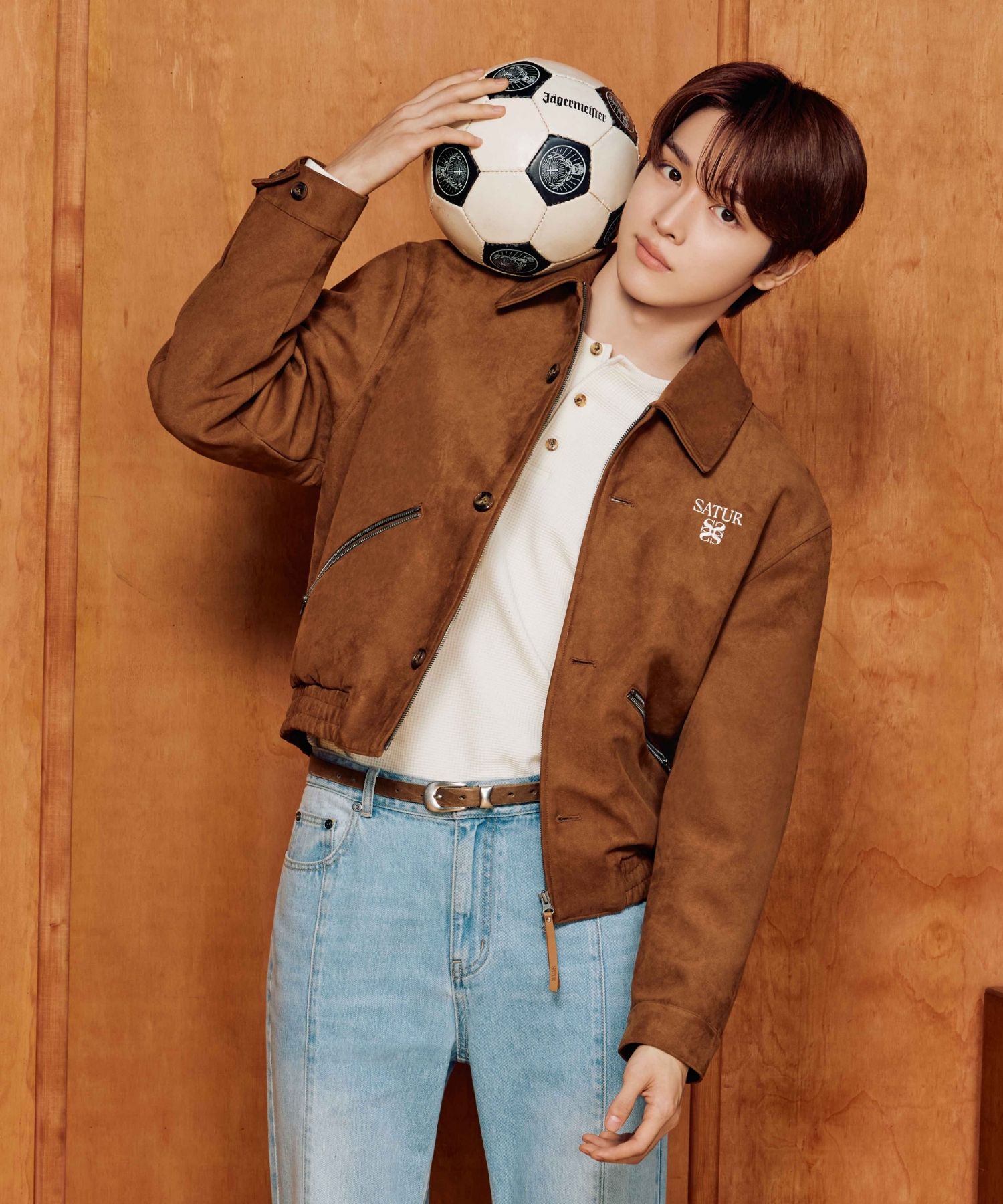 MUSINSA公式 | SATUR Theo Fox Suede Short Jacket Camel Brown