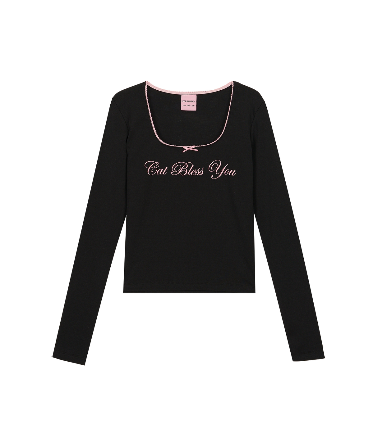 잇자바이브(ITZAVIBE) CAT BLESS RIBBON LONG SLEEVE - BLACK