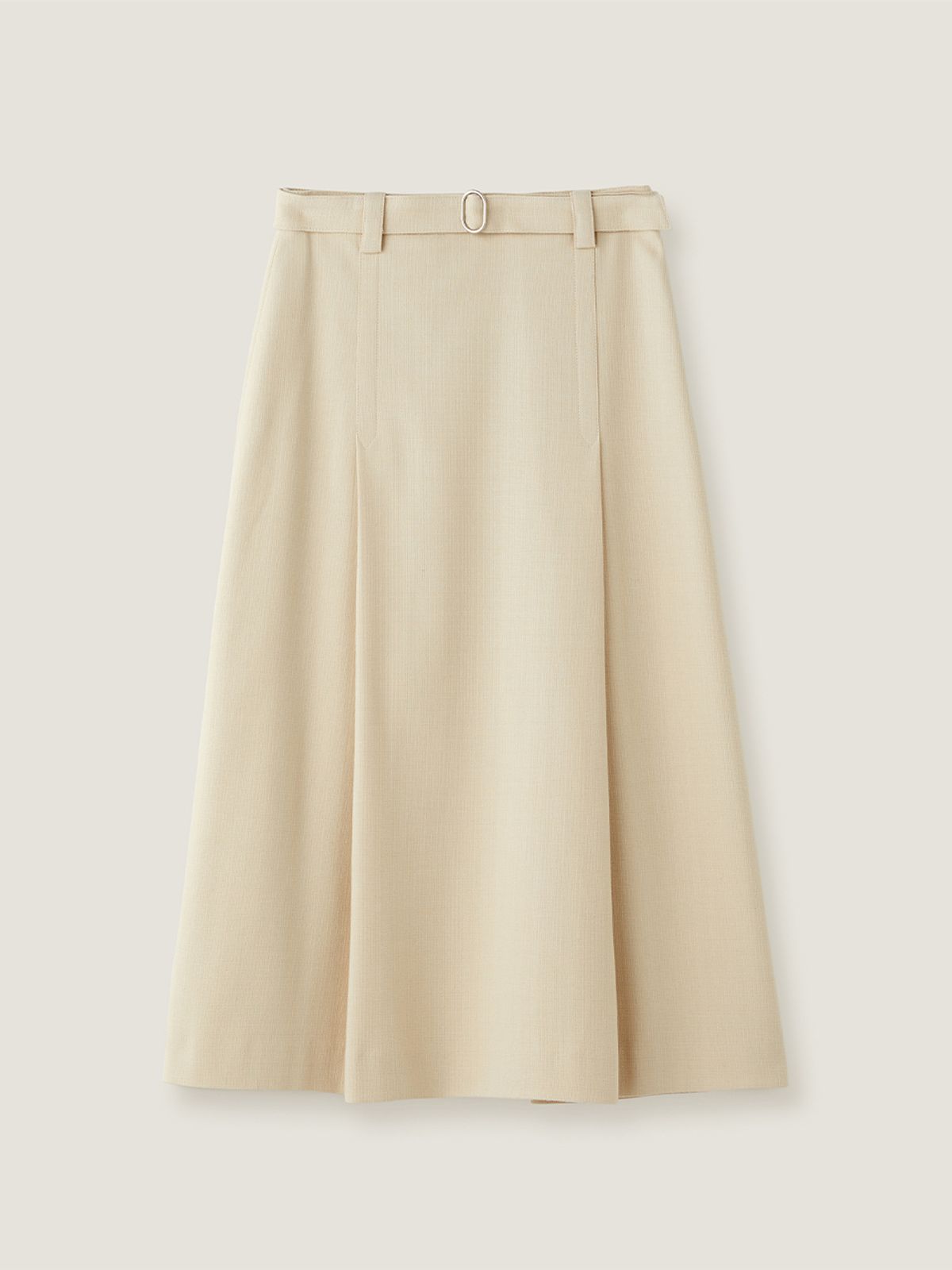 비뮤즈맨션(BEMUSE MANSION) Side tuck midi skirt - Light beige