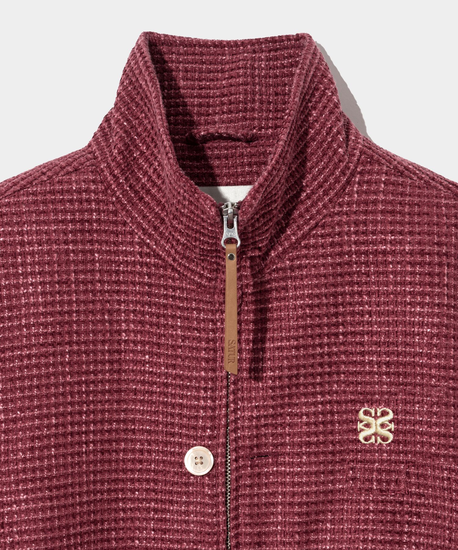 MUSINSA公式 | SATUR Lecce tweed zip-up jacket burgundy red