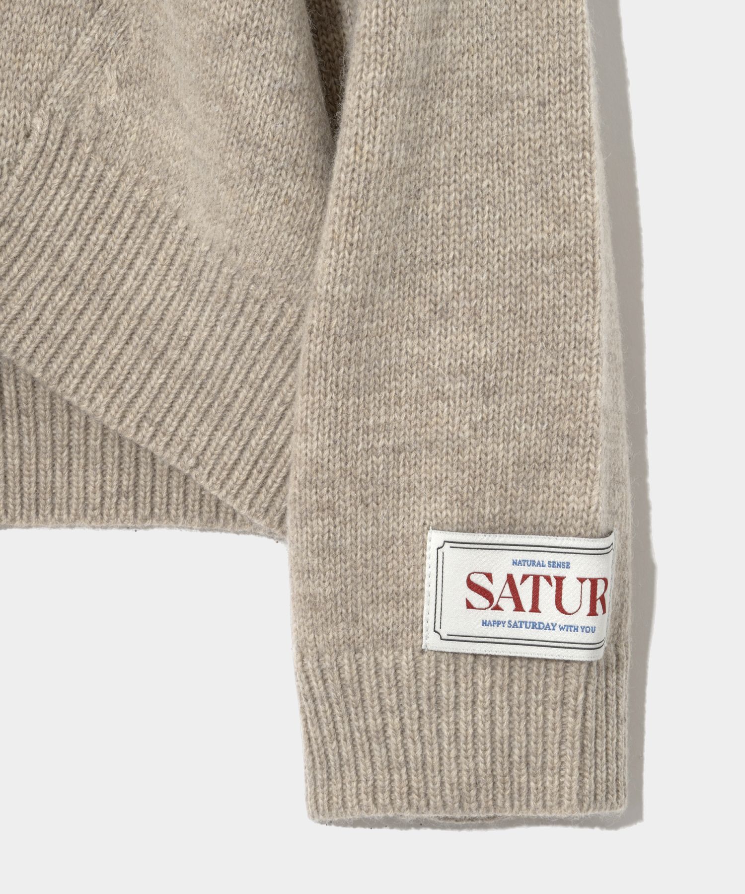MUSINSA公式 | SATUR Dublin unbalanced cashmere blend knit organic beige
