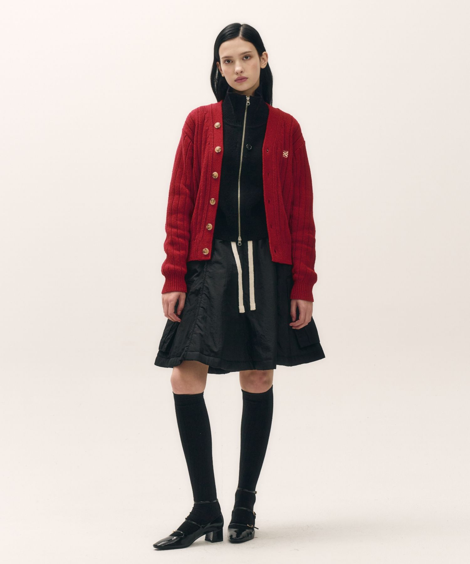 MUSINSA公式 | SATUR Faro oversized boucle cardigan burgundy red