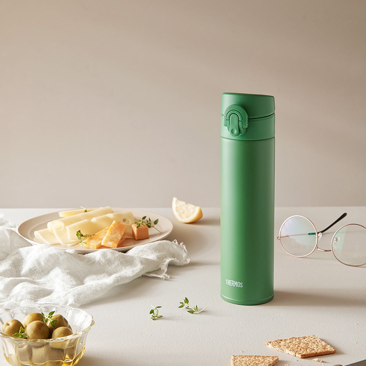 써모스(THERMOS) 보온보냉 초경량 슬림 원터치 텀블러 JNI-404K (400ml)