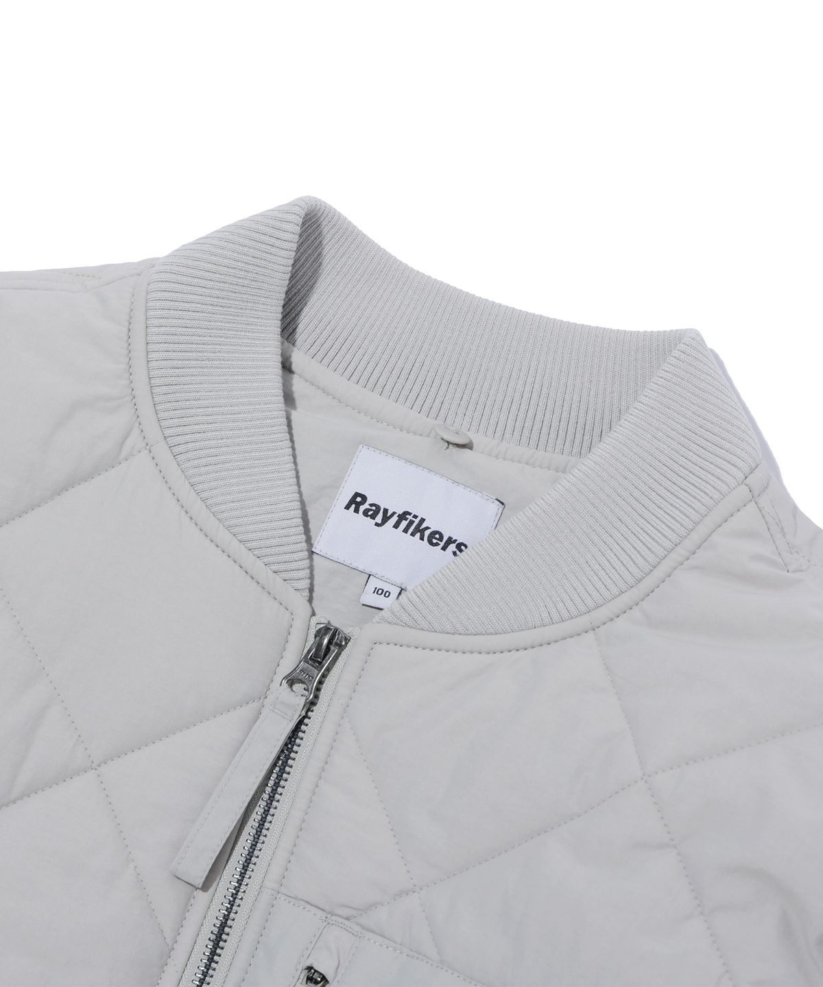 레이피커스(RAYFIKERS) 로고 퀼팅 점퍼 LIGHT GREY (MO1JU007-071)