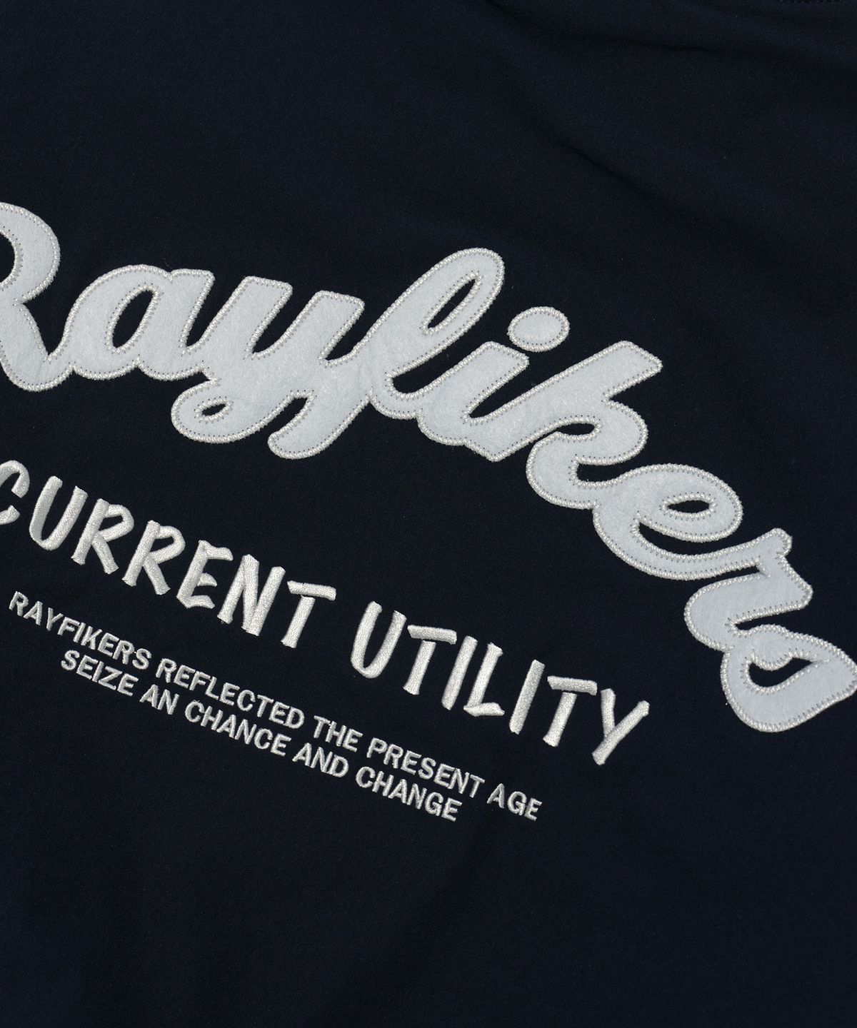 레이피커스(RAYFIKERS) 아치 로고 패딩 바시티 자켓 NAVY (MO1JU014-066)