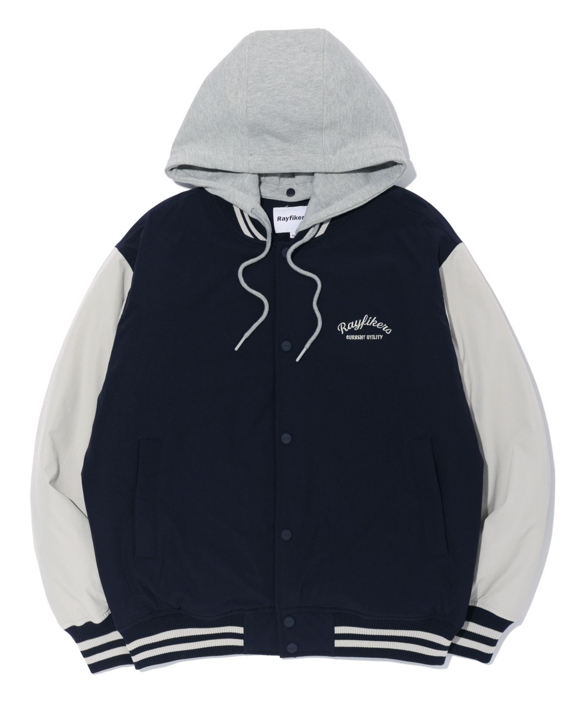 레이피커스(RAYFIKERS) 아치 로고 패딩 바시티 자켓 NAVY (MO1JU014-066)
