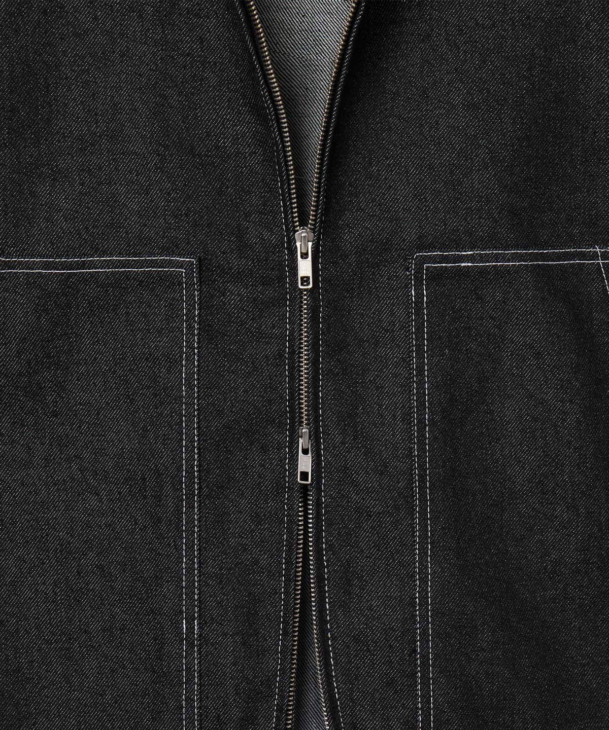 라퍼(LAUGHER) DOUBLE FRONT DENIM JACKET - BLACK