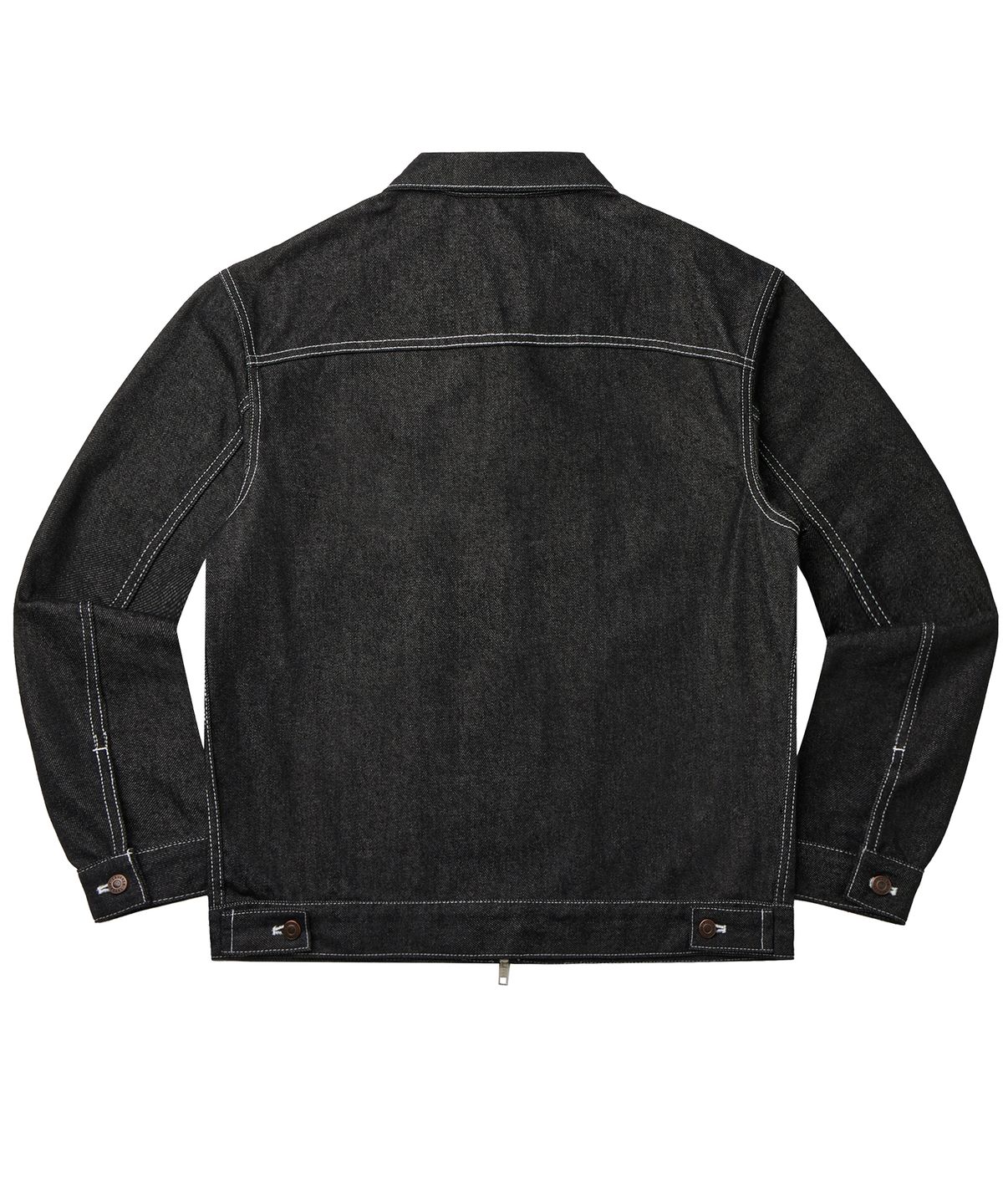 라퍼(LAUGHER) DOUBLE FRONT DENIM JACKET - BLACK