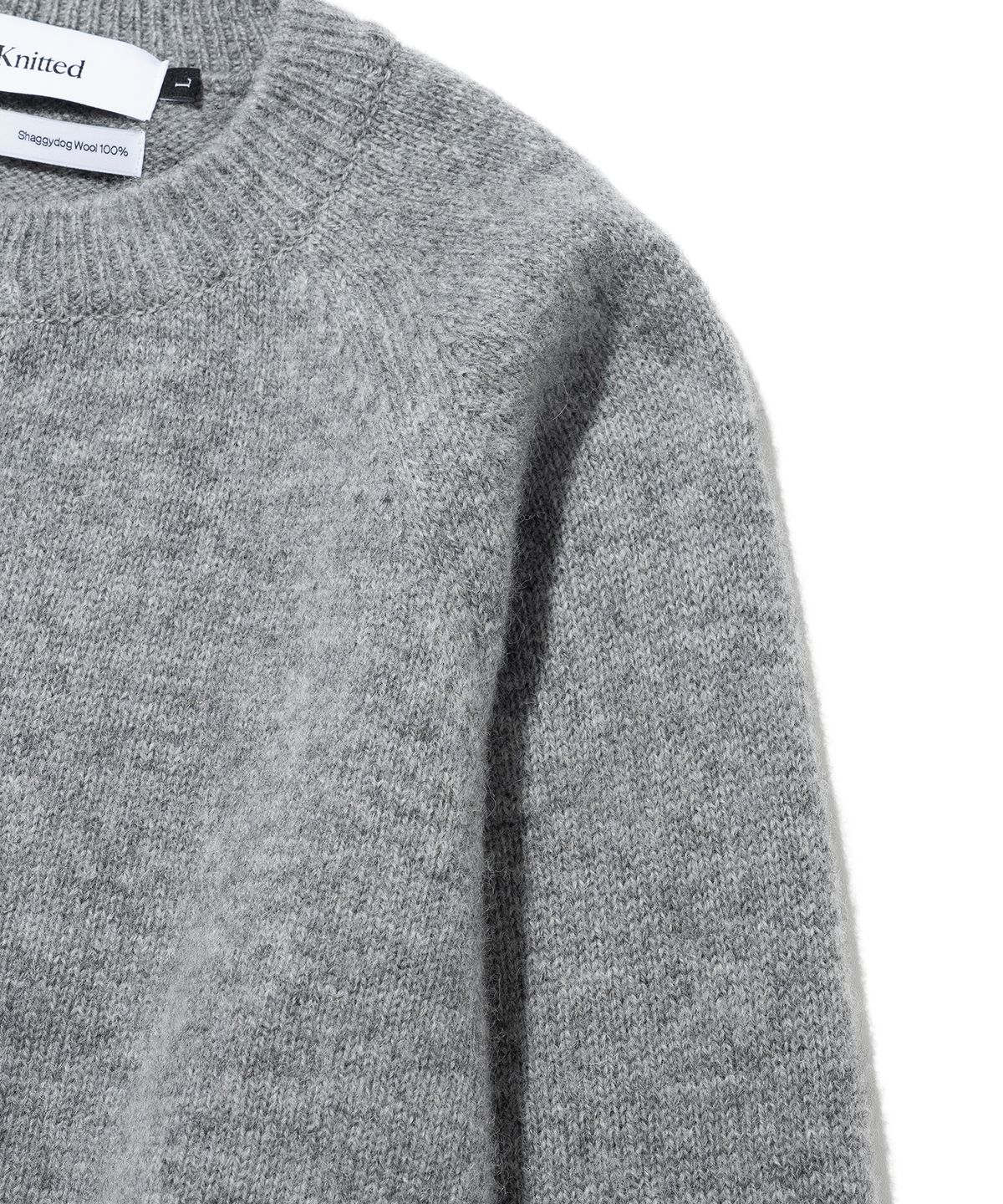 니티드(KNITTED) 쉐기독 울 100 라운드 가디건 GREY