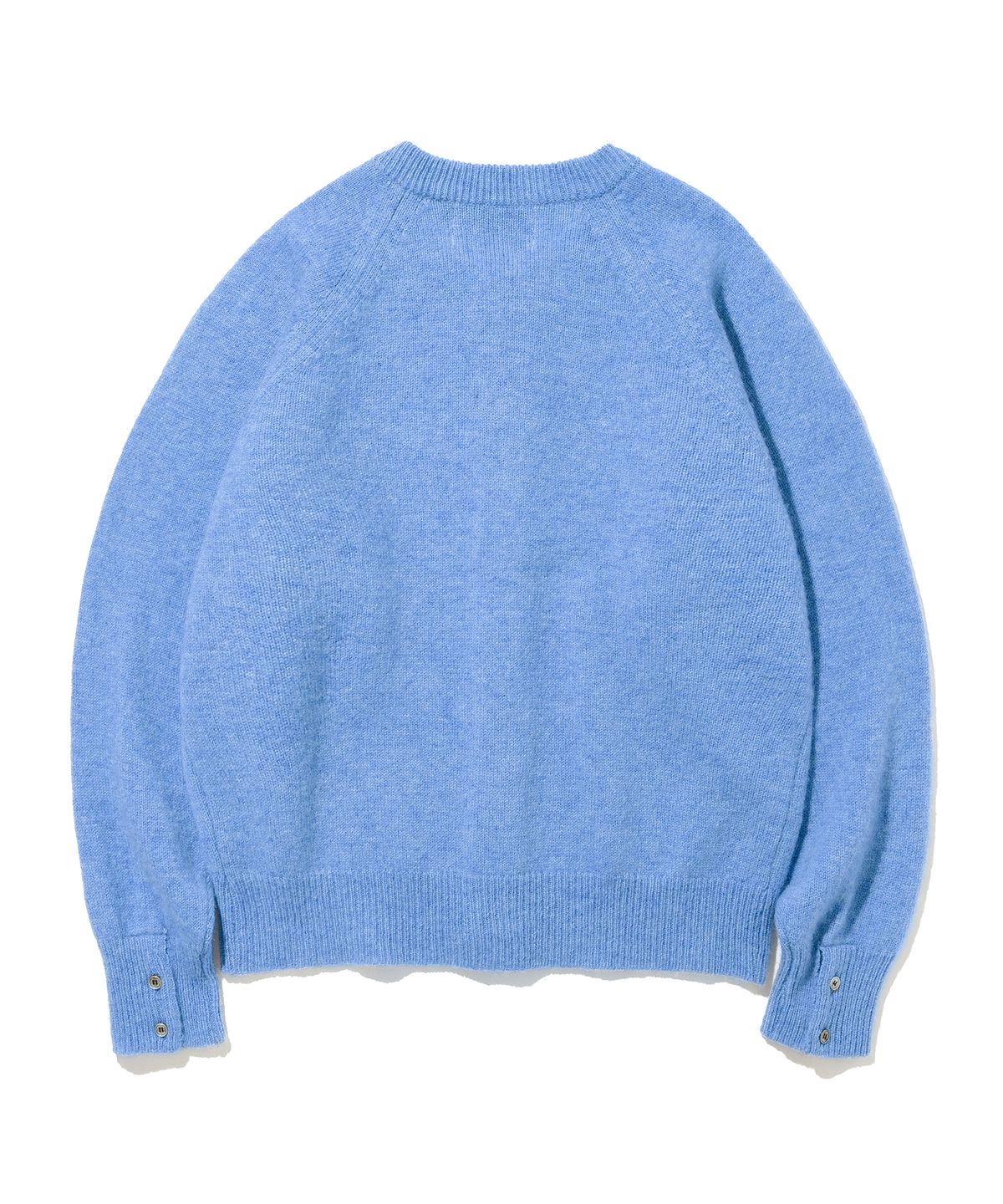 니티드(KNITTED) 쉐기독 울 100 라운드 가디건 BLUE