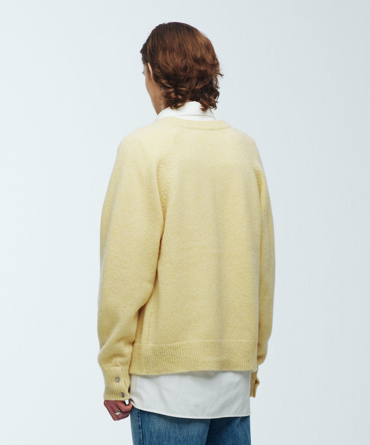 니티드(KNITTED) 쉐기독 울 100 라운드 가디건 YELLOW