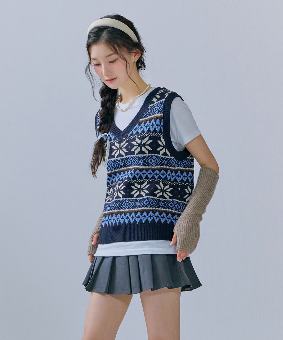 체이스컬트(CHASECULT) 여성 V-NECK 패턴 베스트-CFRG7373C04