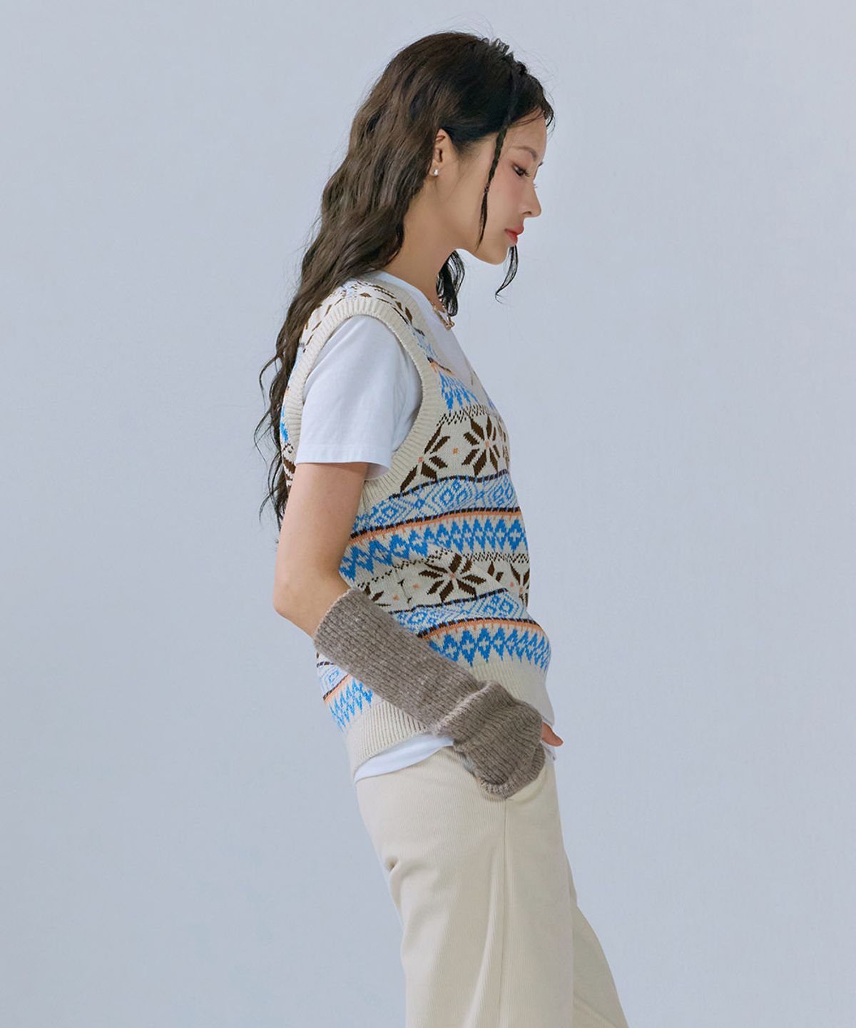 체이스컬트(CHASECULT) 여성 V-NECK 패턴 베스트-CFRG7373C05