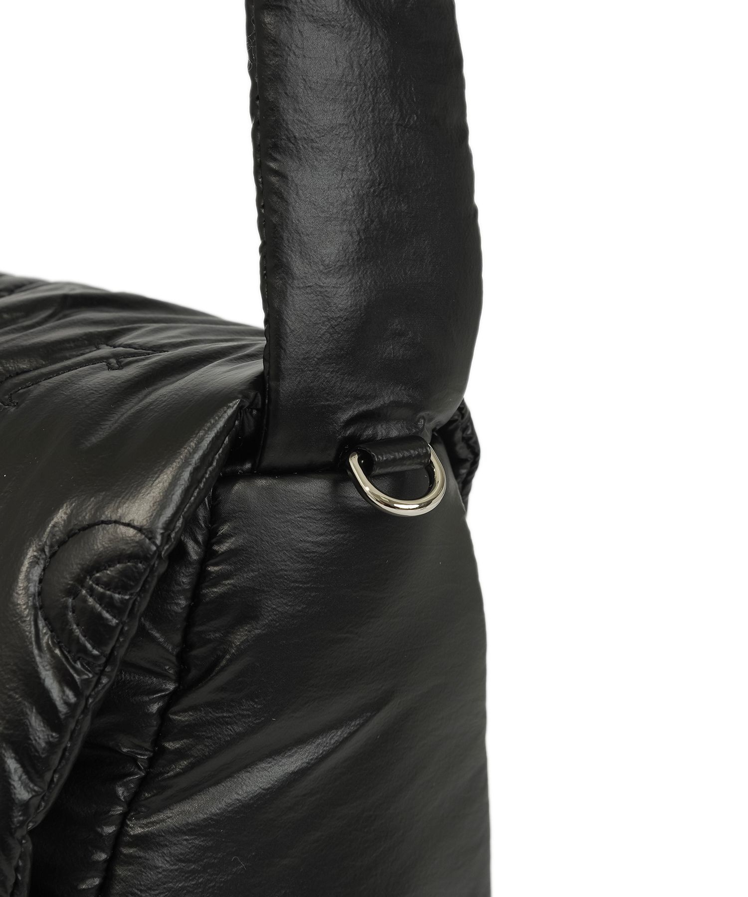 MUSINSA | FALLETT Lettering Quilting Flap Cross Bag Black