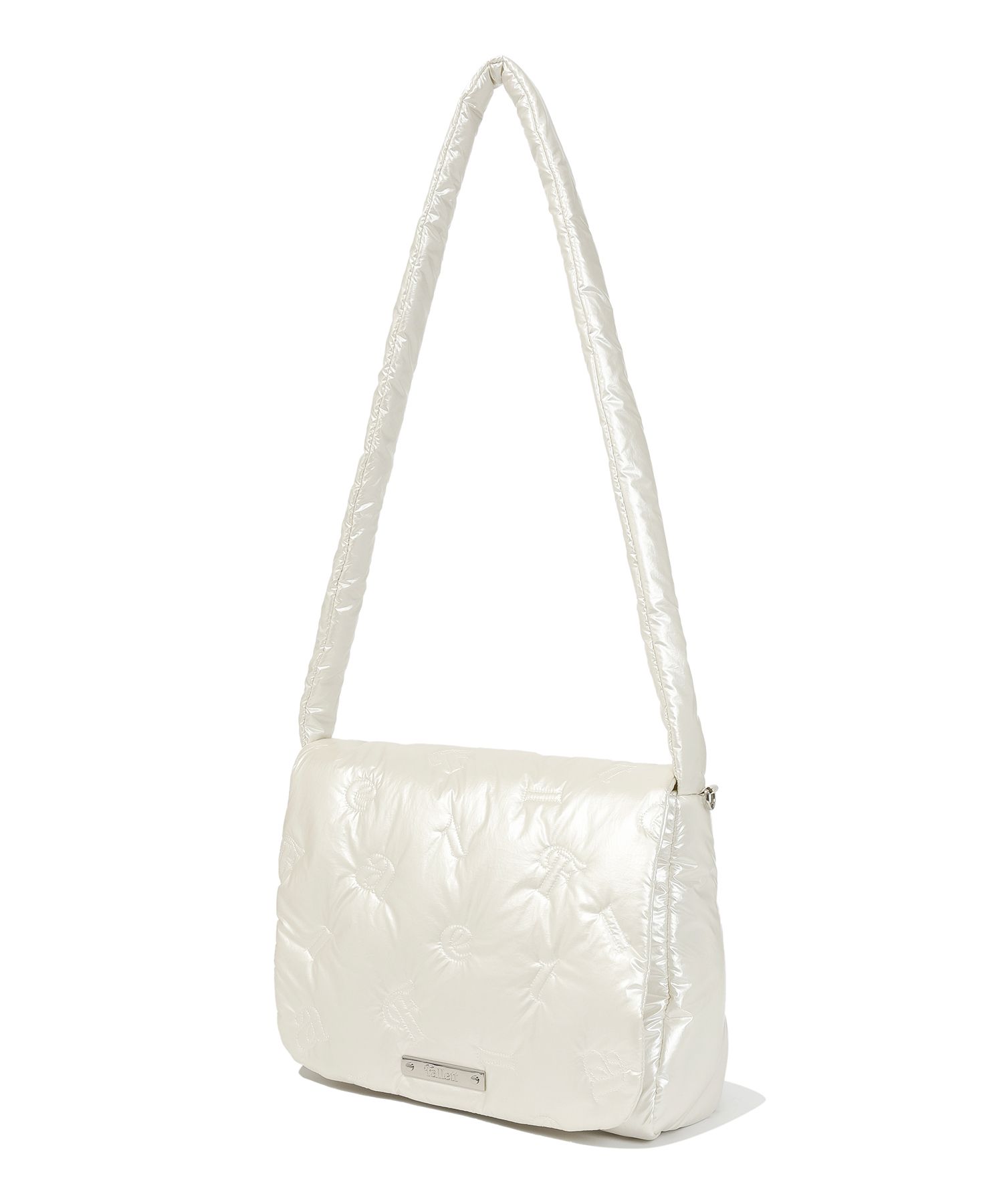 ★FALLETT★ LETTERING QUILTING_FLAP CROSS BAG MUSINSA | FALLETT Lettering Quilting Flap Cross Bag Ivory