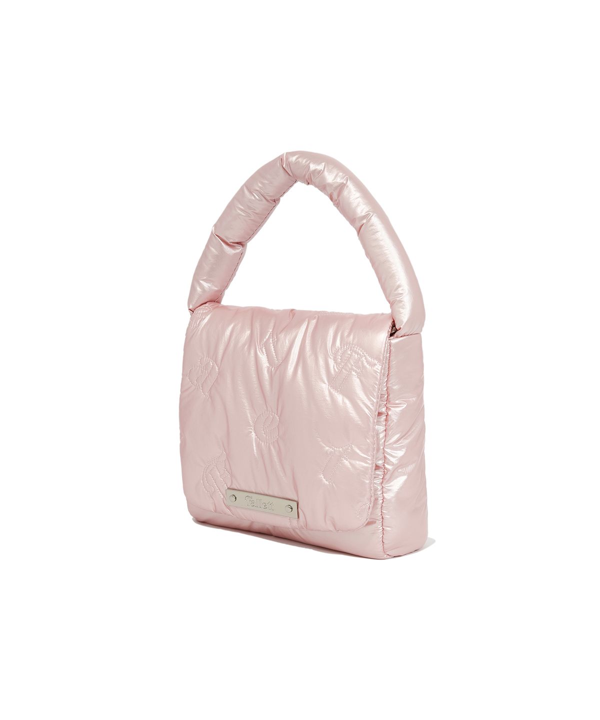 팔렛(FALLETT) 레터링 퀼팅 스몰 플랩 토트 백 핑크