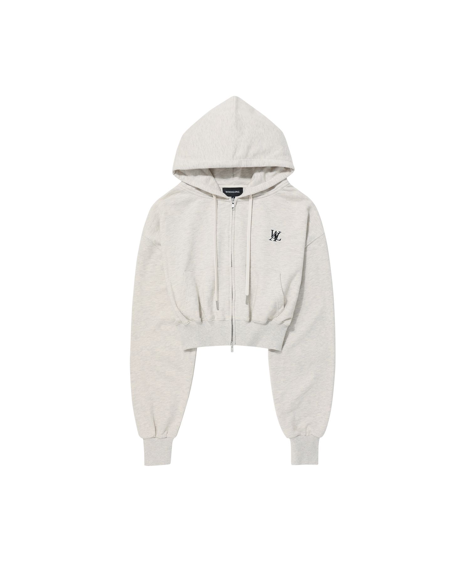 MUSINSA公式 | WOOALONG Signature crop hood zip-up - OAT MEAL