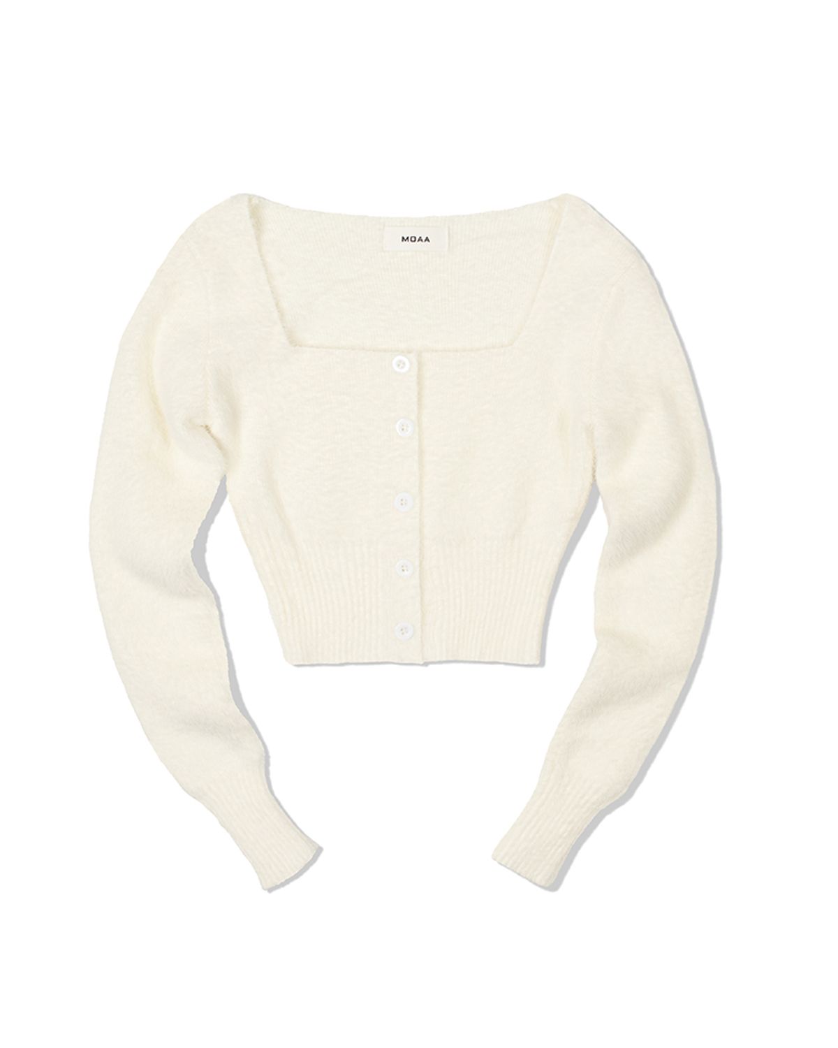 모아(MOAA) 스퀘어넥 크롭 가디건 (WHITE)