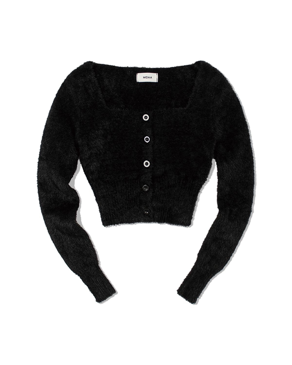 모아(MOAA) 스퀘어넥 크롭 가디건 (BLACK)