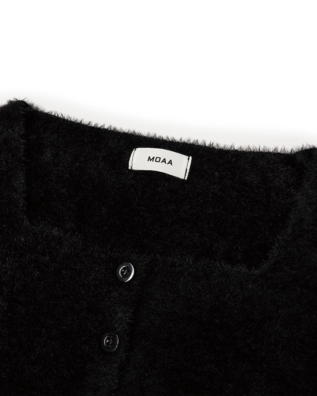 모아(MOAA) 스퀘어넥 크롭 가디건 (BLACK)