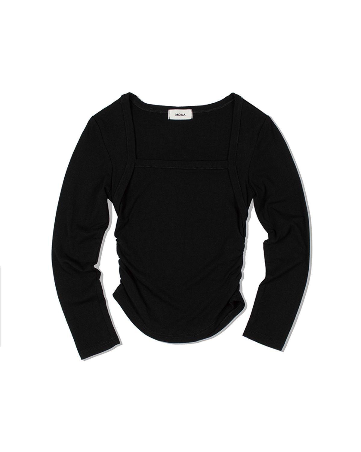 모아(MOAA) 스퀘어넥 셔링 롱 슬리브 (BLACK)