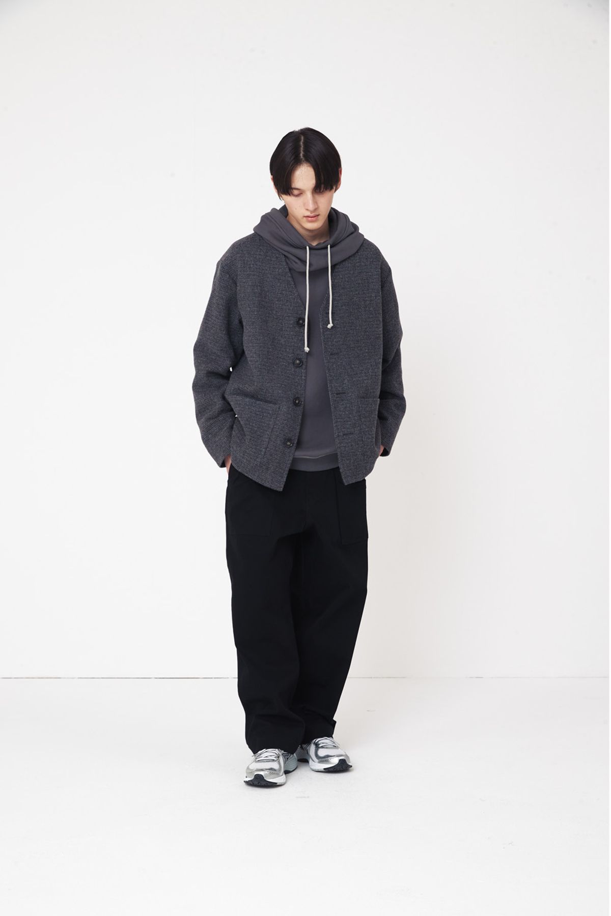 홀리선(HORLISUN) Marion Alpaca Cardigan Jacket Navy Gray