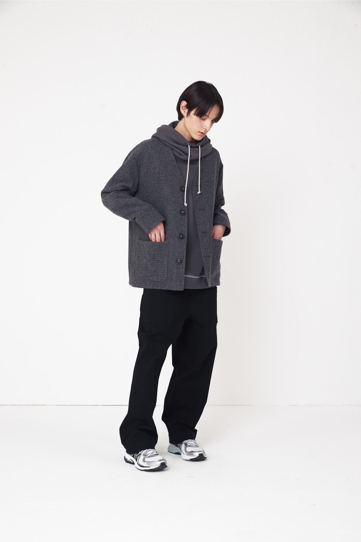 홀리선(HORLISUN) Marion Alpaca Cardigan Jacket Navy Gray