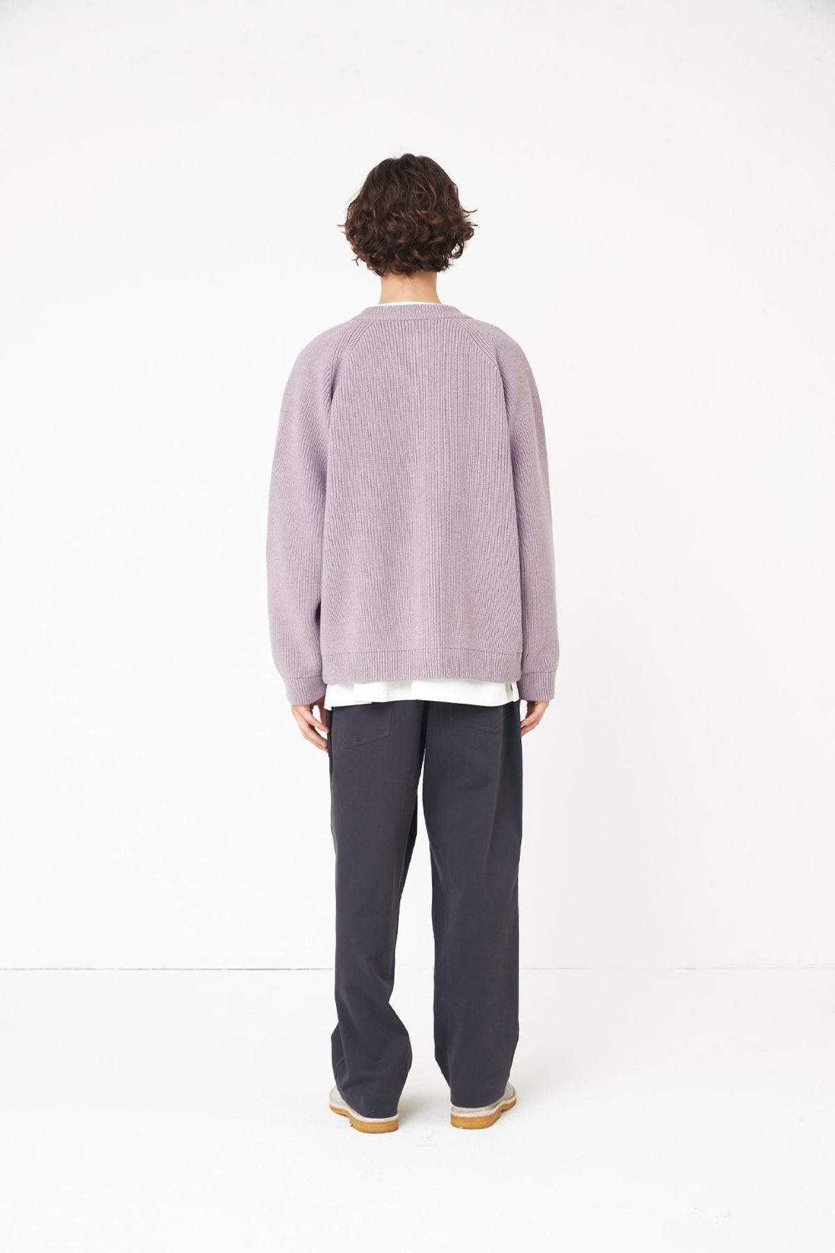 홀리선(HORLISUN) Annette Superfine Wool Heavy Rib Knit Cardigan Lavender