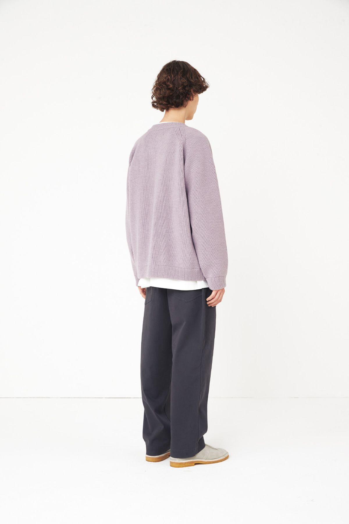 홀리선(HORLISUN) Annette Superfine Wool Heavy Rib Knit Cardigan Lavender