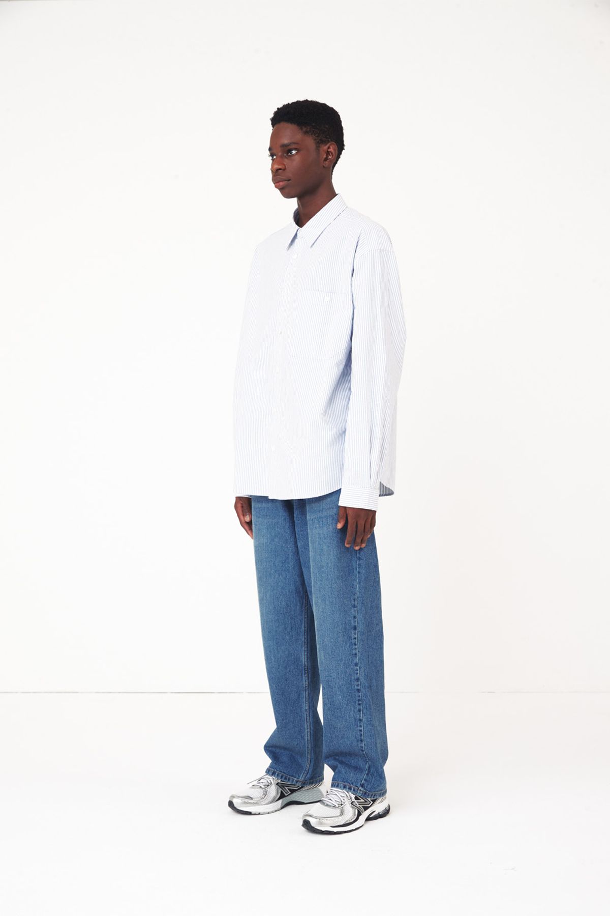 홀리선(HORLISUN) Jane Oxford Stripe Shirt Gray