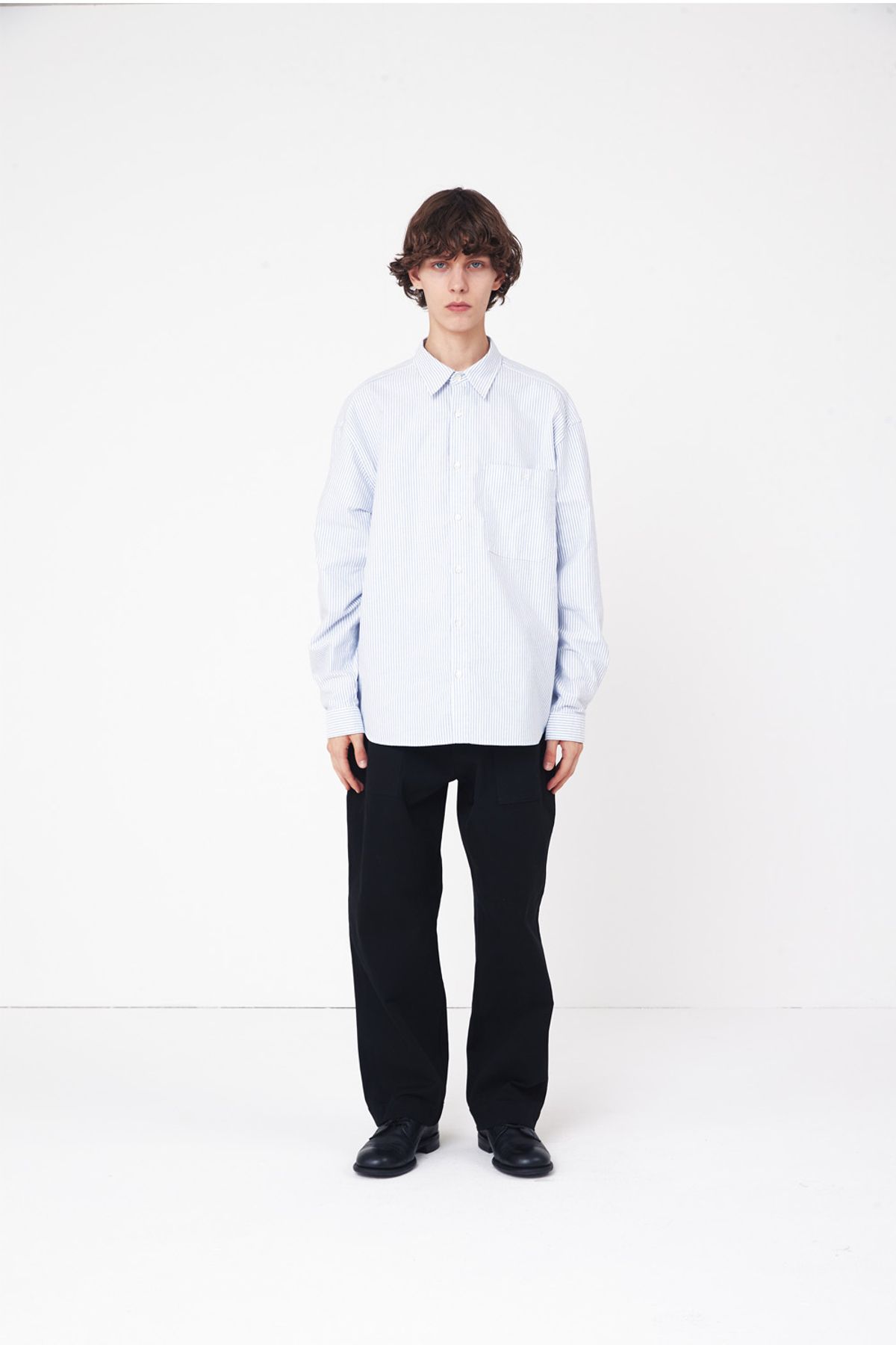 홀리선(HORLISUN) Jane Oxford Stripe Shirt Blue