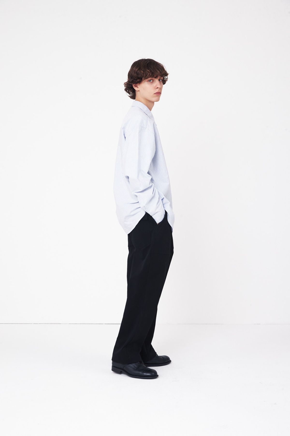 홀리선(HORLISUN) Jane Oxford Stripe Shirt Blue