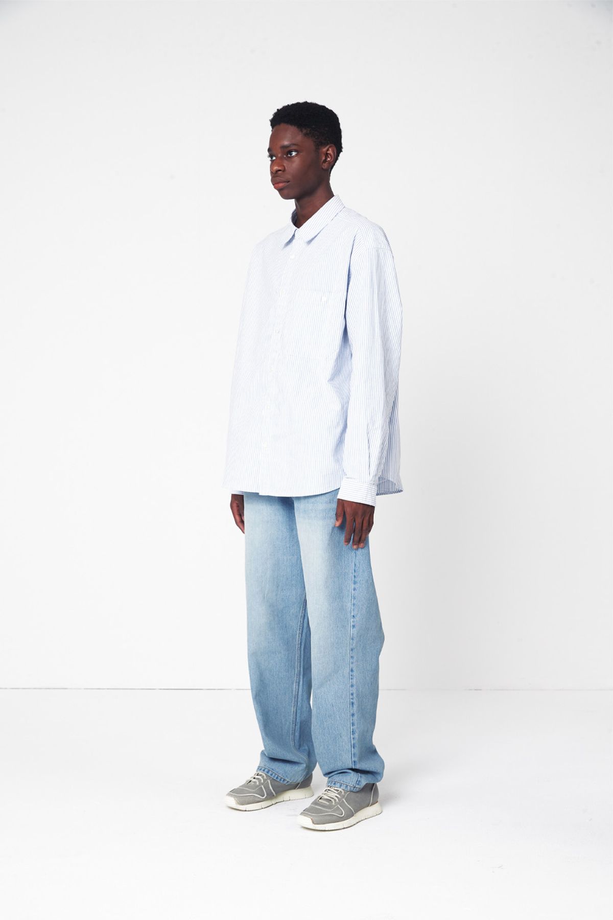 홀리선(HORLISUN) Jane Oxford Stripe Shirt Blue