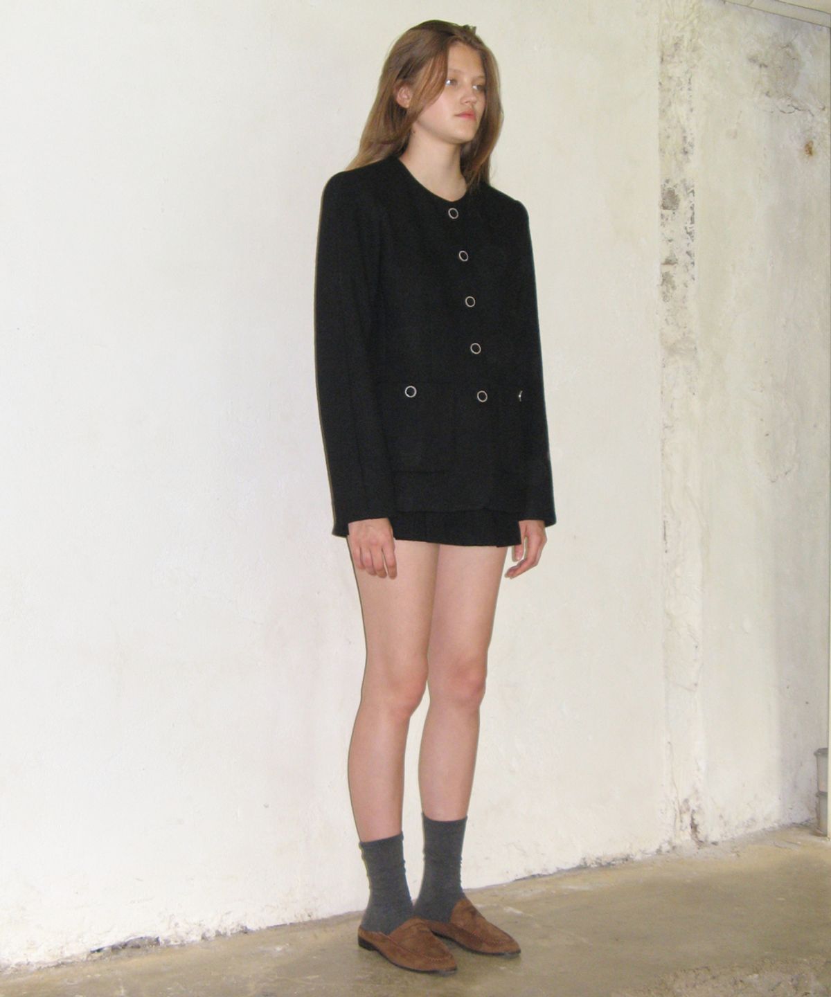 시눈(SINOON) MELTON TWEED JACKET (BLACK)