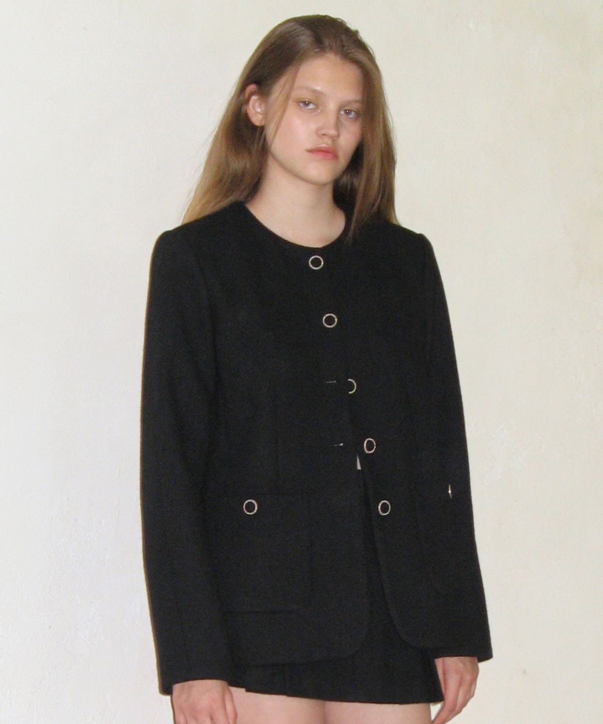 시눈(SINOON) MELTON TWEED JACKET (BLACK)
