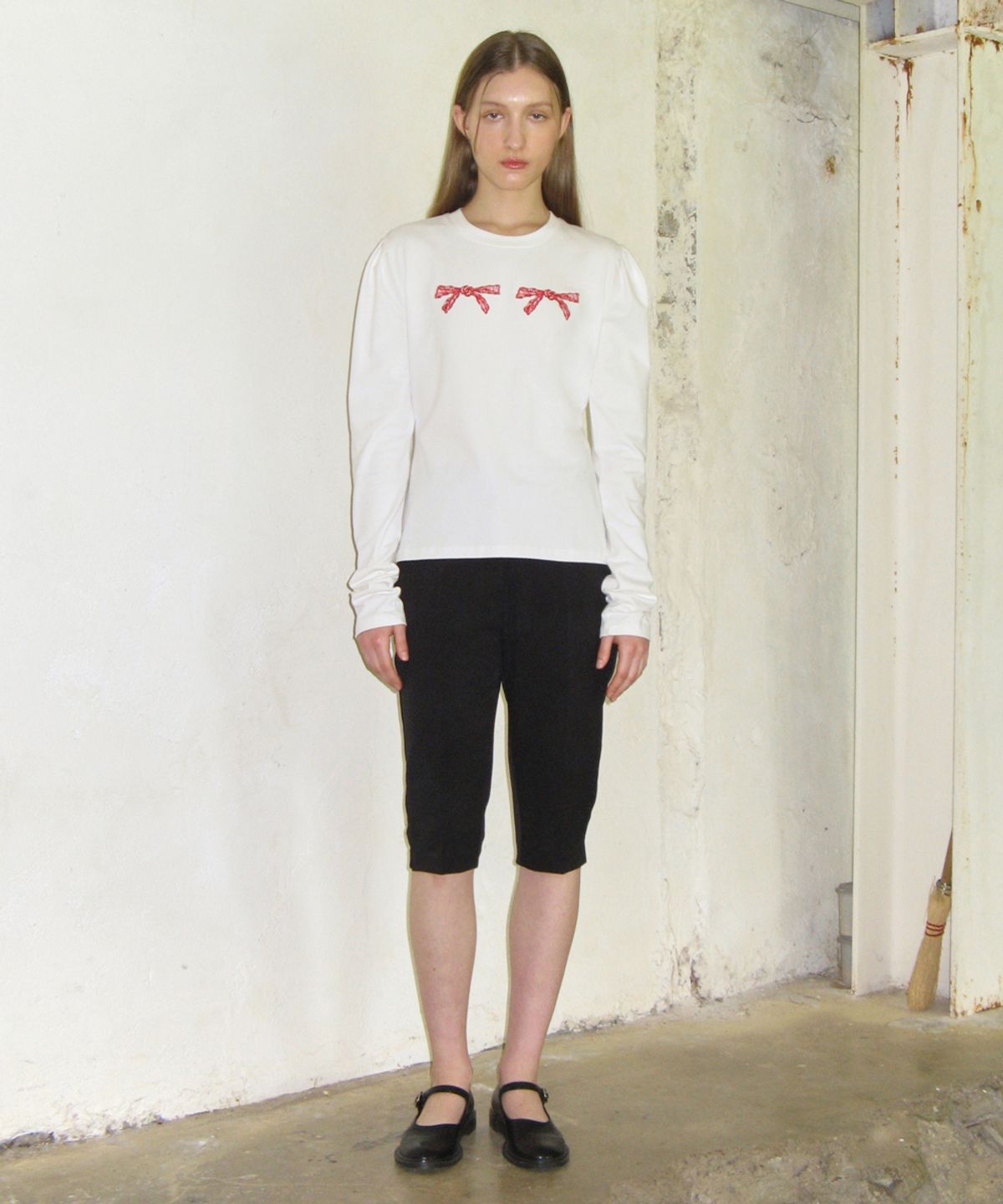 시눈(SINOON) RIBBON PUFF LONG SLEEVE (WHITE)