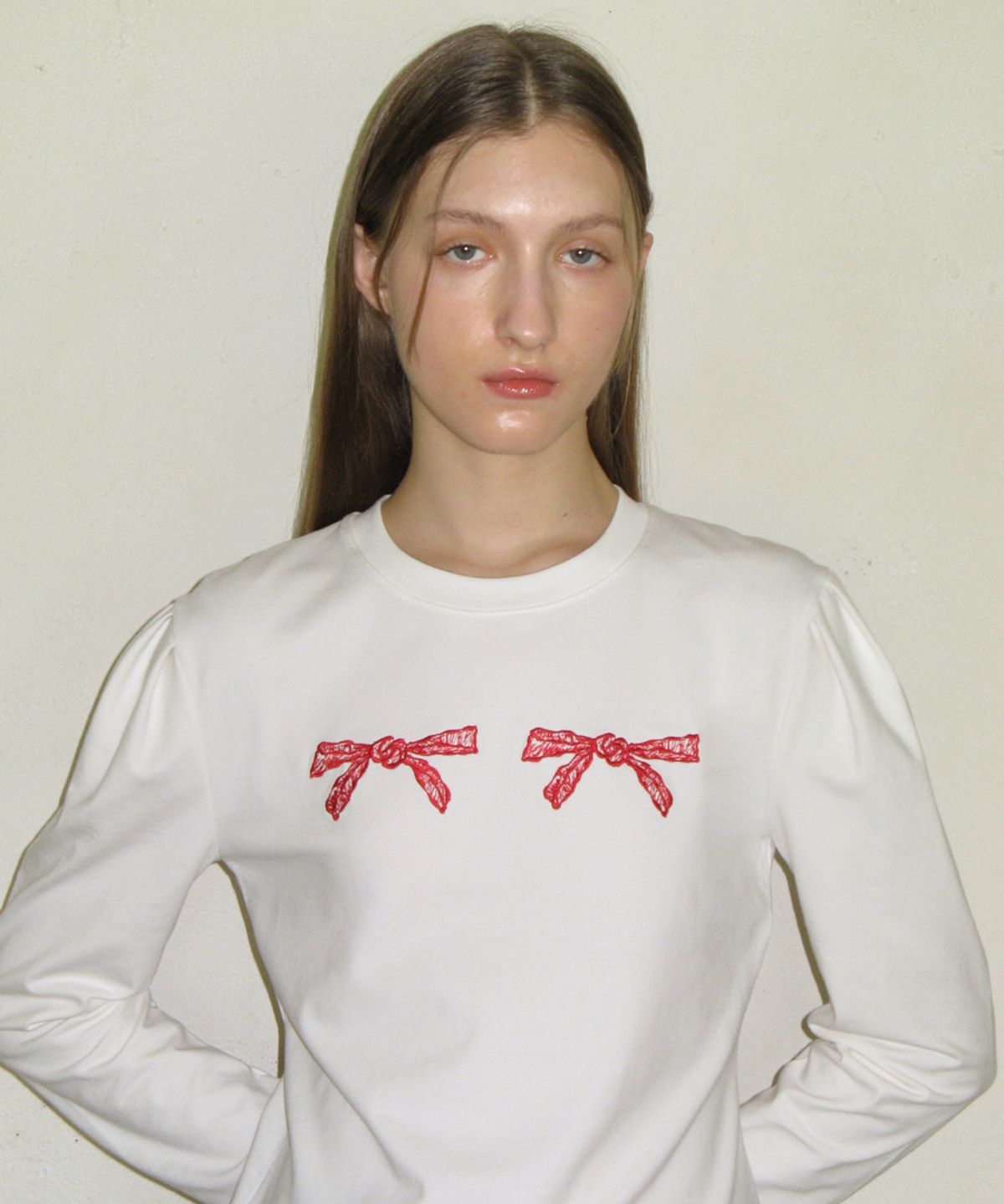 시눈(SINOON) RIBBON PUFF LONG SLEEVE (WHITE)