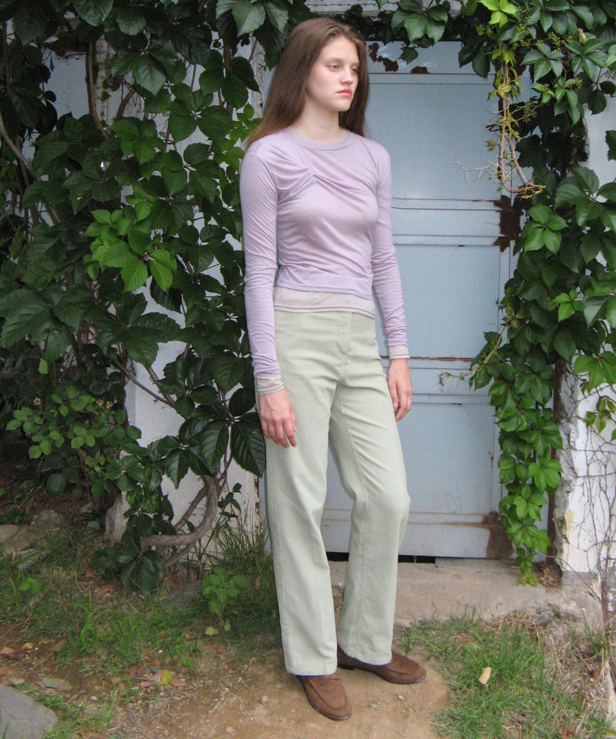시눈(SINOON) TWIST LAYERED LONG SLEEVE SET-UP (PURPLE)