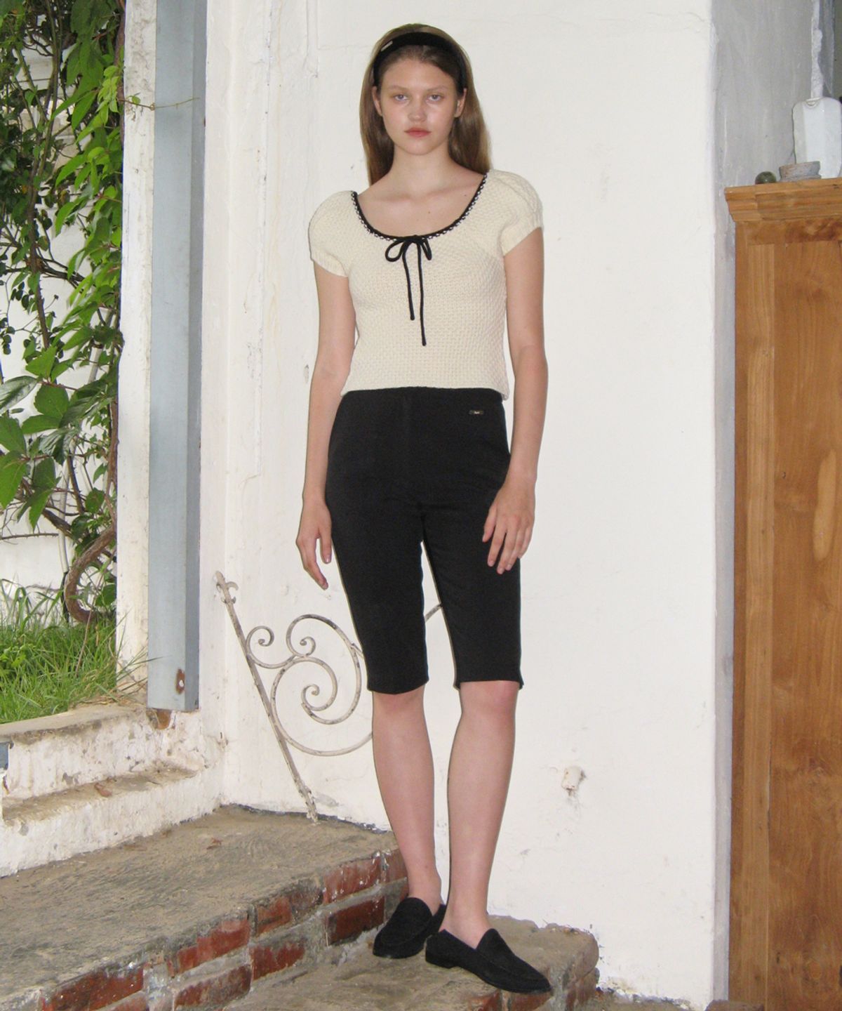 시눈(SINOON) PUFF HALF KNIT TOP (IVORY)