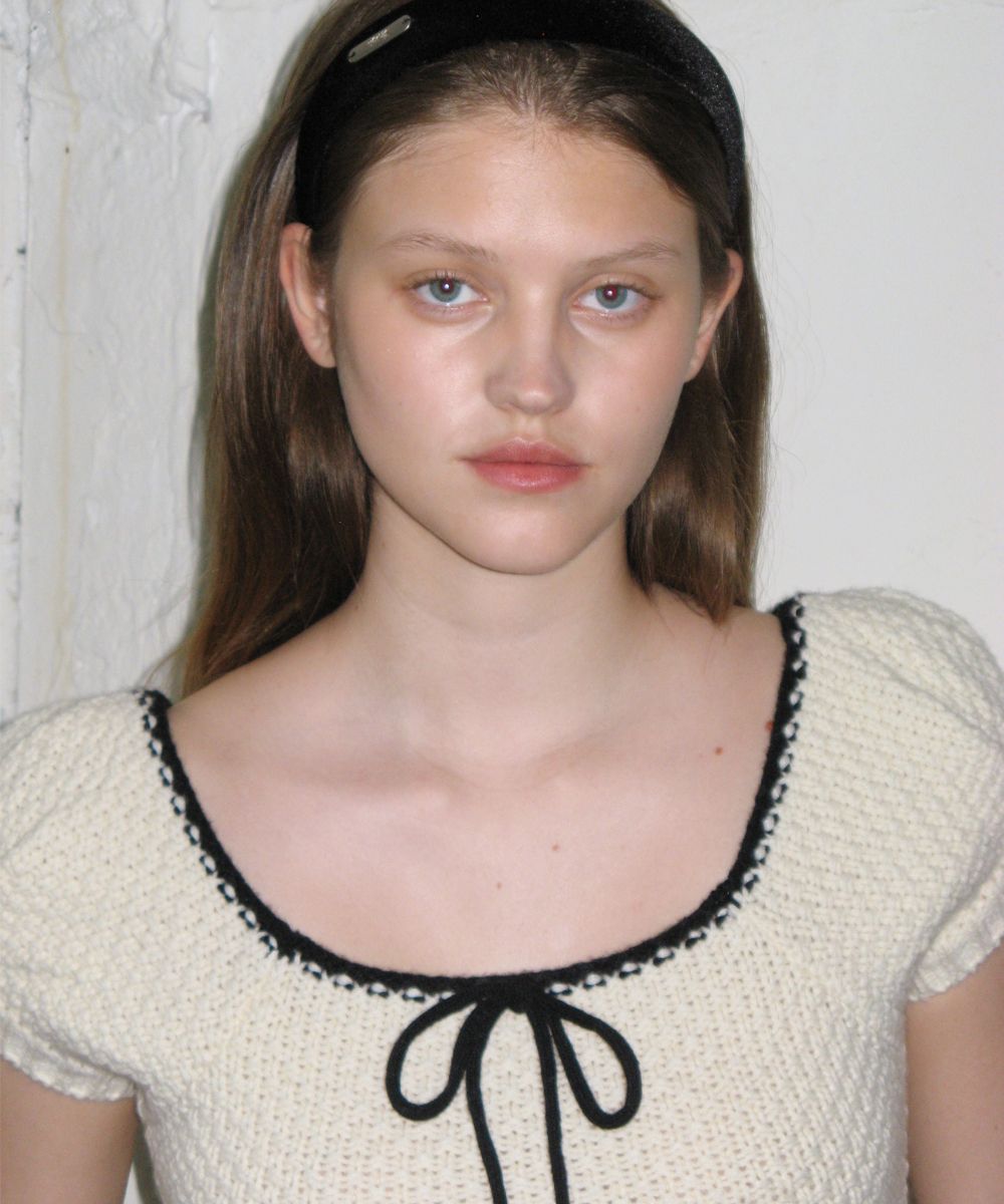 MUSINSA | SINOON PUFF HALF KNIT TOP (IVORY)
